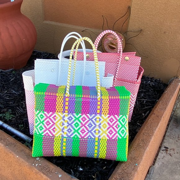Hand Woven Plastic Chord Bags Totes Purses - Picture 4 of 8